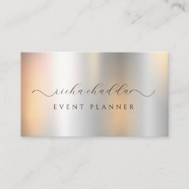 Faux Silver Metallic Elegant Unique Visitkort