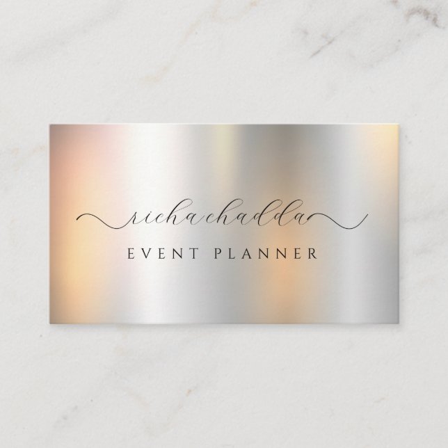 Faux Silver Metallic Elegant Unique Visitkort (Framsida)