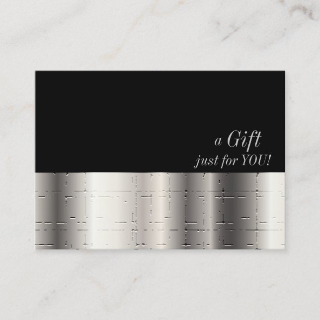 Faux Silver Metallic Gift Certificate Rabattkort (Framsida)