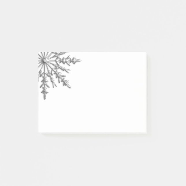Faux Silver Metallic Winter Snowflake Post-it Block (Framsida)