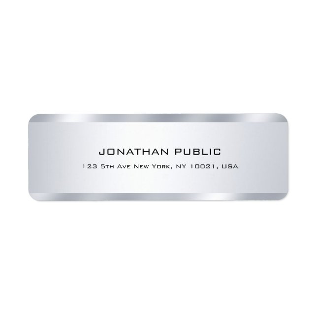 Faux Silver Modern Minimalist Professionell Elegan Returadress Etikett (Framsidan)