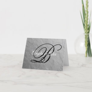 Faux Silver Nugget Foil Finare Script Monogram Tack Kort