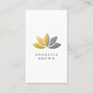 Faux Silver och Gold Foil Lotus Flower Visitkort