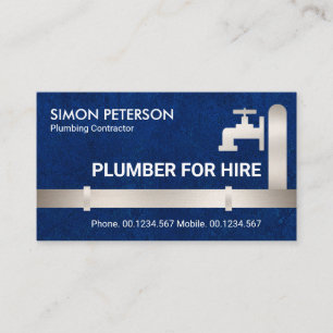Faux Silver Rör Faucet Blue Vatten Grunge Plumber Visitkort