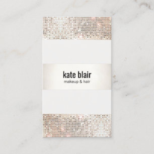 Faux Silver Sequin Rand Beauty Salon Visitkort
