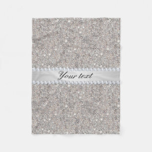 Faux Silver Sequins and Diamonds Fleecefilt