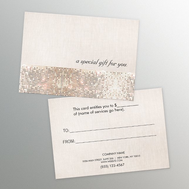 Faux Silver Sequins Beauty Gift Certificate Rabattkort (Skapare uppladdad)