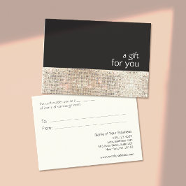 Faux Silver Sequins Black Salon Gift Certificate Rabattkort