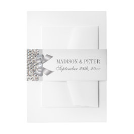 Faux Silver Sequins Bow Bröllop Band För Inbjudningskort
