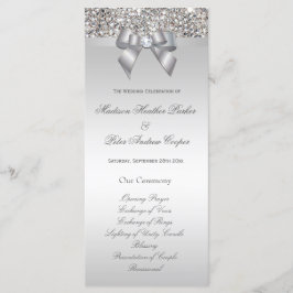 Faux Silver Sequins Bow Bröllopsprogram Program