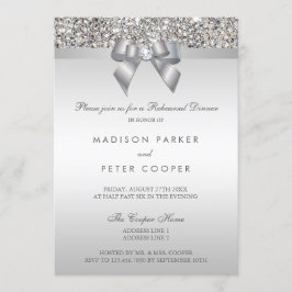 Faux Silver Sequins Bow Rehearsal Dinner Inbjudningar