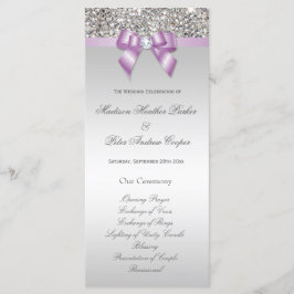 Faux Silver Sequins Lilac Bow Bröllopsprogram Program