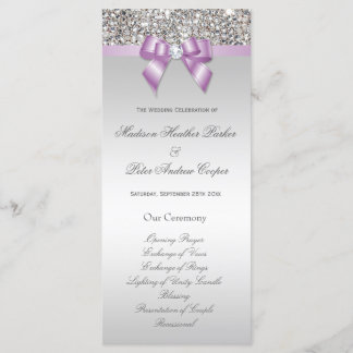 Faux Silver Sequins Lilac Bow Bröllopsprogram Program
