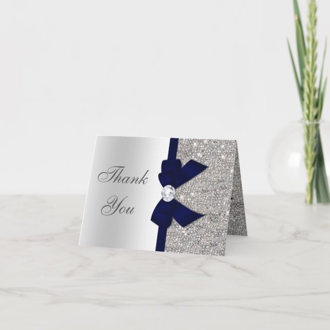 Faux Silver Sequins Navy Diamond Bow Tack (Framsida)