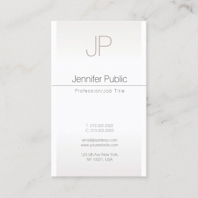 Faux Silver Trendig Kreativ Monogram Plain Luxury Visitkort (Framsida)
