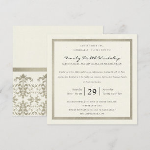 FAUX SILVER WHITE DAMASK CLASSIC WORKSHOP EVENT INBJUDNINGAR