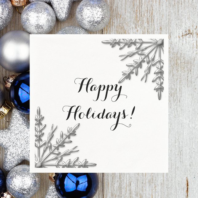 Faux Silver Winter Snowflake Glad helg Pappersservett (Skapare uppladdad)