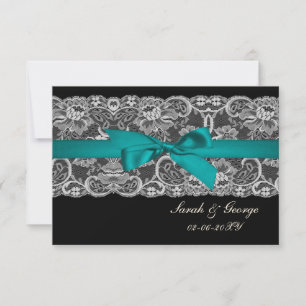 Faux snöre och ribbon aqua, svart 3,5 x 5 osa kort