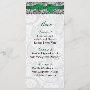 Faux snöre och ribbon emerald grönt bröllop Menu Meny
