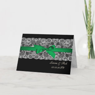 Faux snöre ribbon emerald grönt bröllop Tack Kort