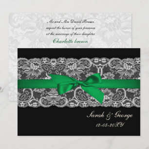 Faux snöre ribbon emerald grönt bröllopsinbjudans inbjudningar