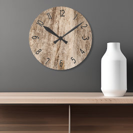 Faux Soft Old Wood Rund Klocka