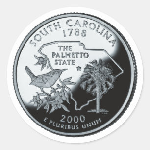 Faux South Carolina State Quarter Runt Klistermärke