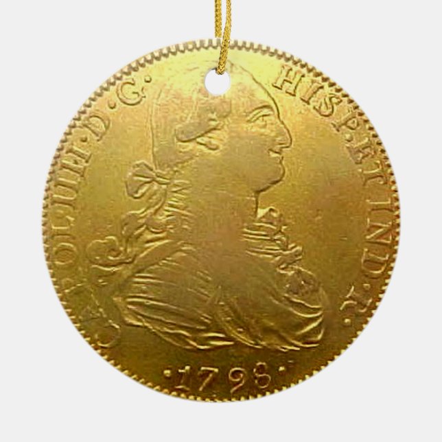 Faux Spain Guld Doubloon jul Ornament (Framsidan)
