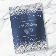 Faux Sparkly Glitter Mörk Silver Navy Foil