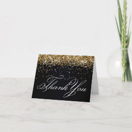 Faux Sparkly Guld Glitter Black Tack Kort