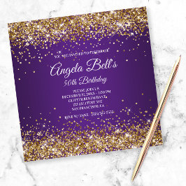 Faux Sparkly Guld Glitter Royal Lila Ombre Inbjudningar