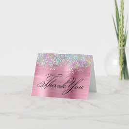 Faux Sparkly Holografiska Glitter Rosa Foil Tack Kort