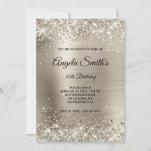 Faux Sparkly Platinum Glitter Foil Monogram