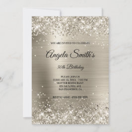 Faux Sparkly Platinum Glitter Foil Monogram Inbjudningar