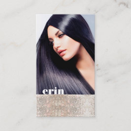 FAUX Sparkly Sequins Hair Stylist Salon Photocard Visitkort