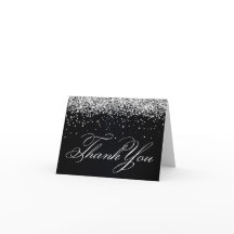 Faux Sparkly Silver Glitter Black