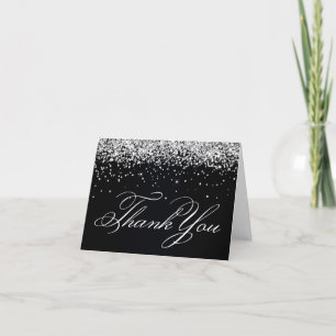 Faux Sparkly Silver Glitter Black Tack Kort