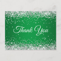 Faux Sparkly Silver Glitter Bright Grönt Tack