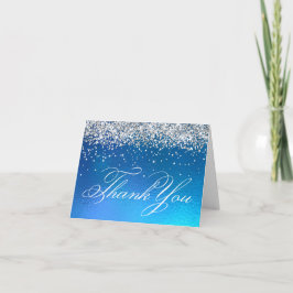 Faux Sparkly Silver Glitter Ocean Ombre Foil Tack Kort