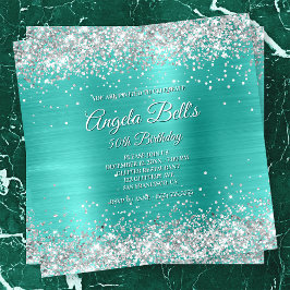 Faux Sparkly Silver Glitter Turcos Foil Inbjudningar