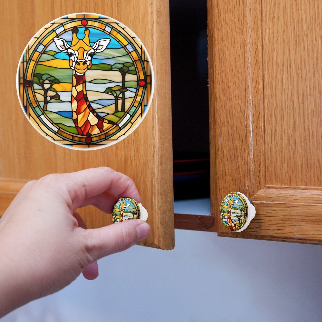 Faux Stached Glass Giraffe Knopp (Skapare uppladdad)