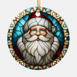 Faux Stached Glass jultomten Ornament 4