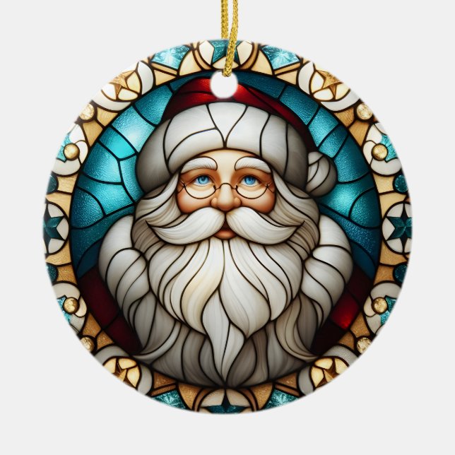 Faux Stached Glass jultomten Ornament 4 (Framsidan)