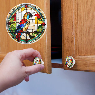 Faux Stached Glass Parrot Knopp
