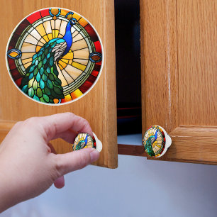 Faux Stached Glass Peacock Knopp