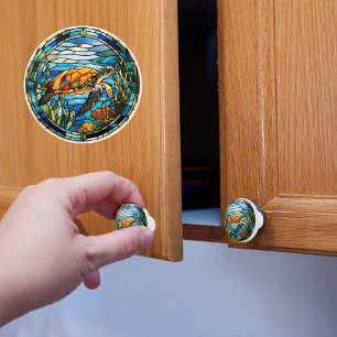 Faux Stached Glass Sea Turtle Knopp