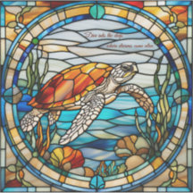 Faux Stached Glass Sea Turtle Sticker
