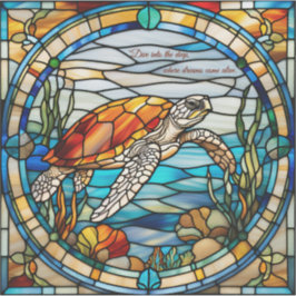 Faux Stached Glass Sea Turtle Sticker Klistermärken