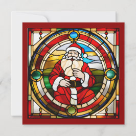 Faux Stached Glass Sitta Santa Kort