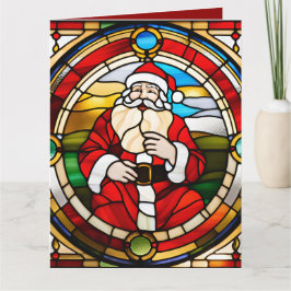 Faux Stached Glass Sitta Santa Kort
